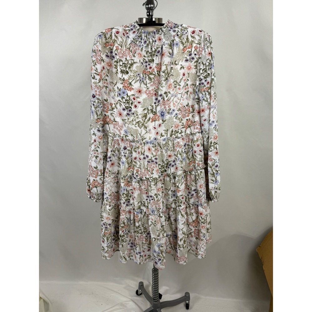 Floral Print Tiered Mock Neck Dress Size Large Feminine‎ Garden Fairy Whimsical